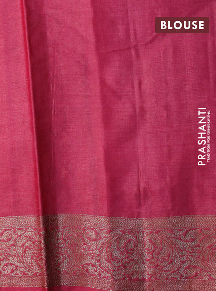 Banarasi tussar silk saree blue and maroon with thread & zari woven buttas and woven border