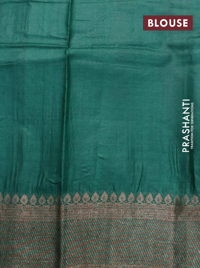 Banarasi tussar silk saree pink and green with thread & zari woven buttas and woven border