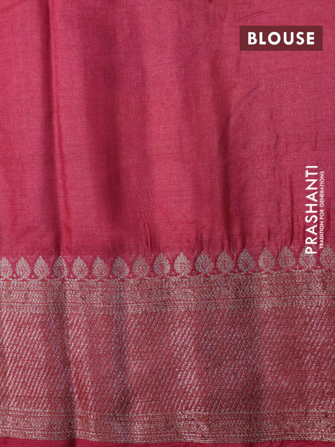 Banarasi tussar silk saree mustard yellow and maroon with allover thread & zari weaves and woven border