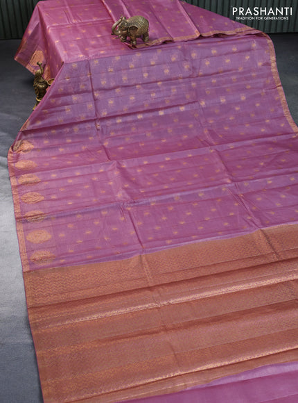 Banarasi tussar silk saree pastel pink with thread & zari woven buttas and woven border