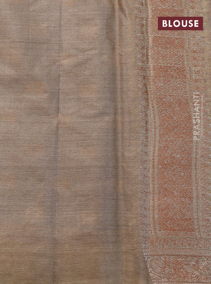 Banarasi tussar silk saree wine shade and beige with thread & zari woven buttas and woven border