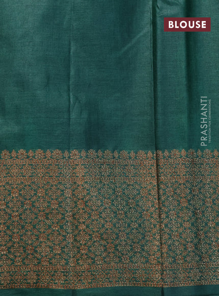 Banarasi tussar silk saree magenta pink and green with thread & zari woven buttas and woven border