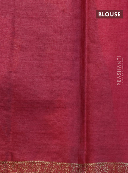 Banarasi tussar silk saree blue and maroon with thread & zari woven buttas and woven border