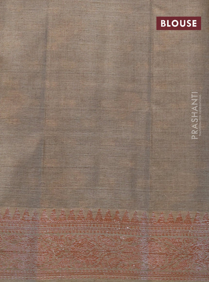 Banarasi tussar silk saree wine shade and beige with thread & zari woven buttas and woven border