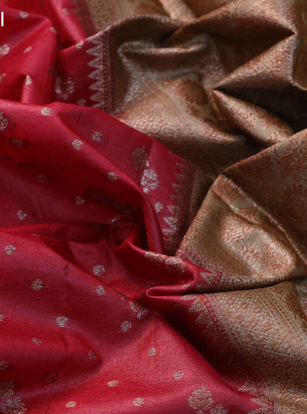 Banarasi tussar silk saree maroon and beige with thread & zari woven buttas and woven border