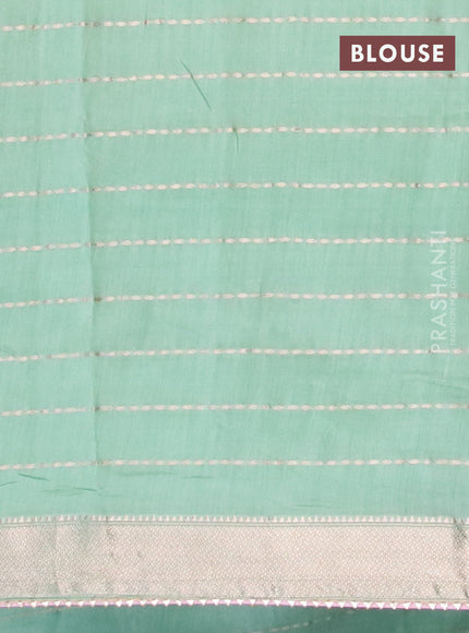 Semi chanderi saree pastel green and pastel pink with allover zari weaves and zari woven & gotapatti lace work border