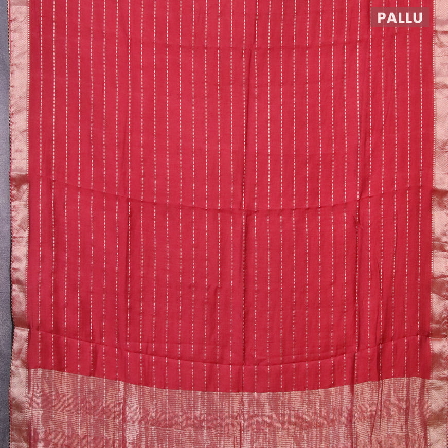 Semi chanderi saree maroon and black with allover zari weaves and zari woven & gotapatti lace work border