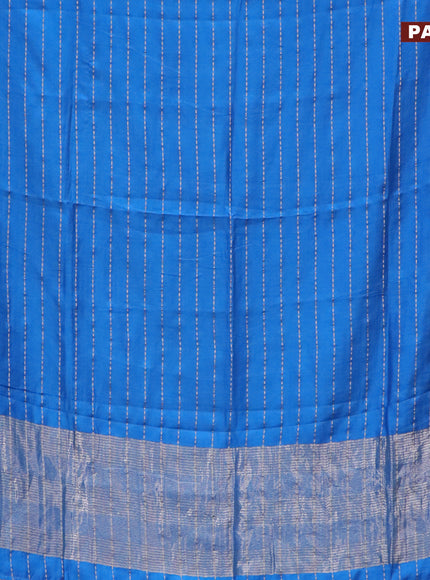 Semi chanderi saree cs blue and pink with allover zari weaves and zari woven & gotapatti lace work border