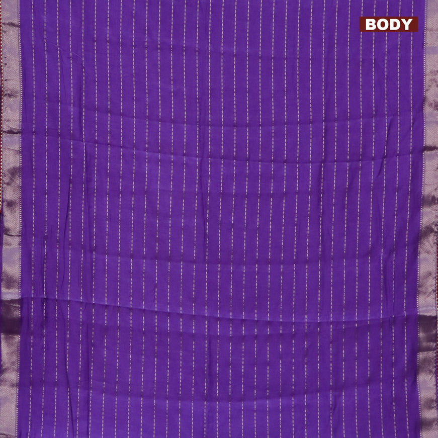 Semi chanderi saree violet shade and maroon with allover zari weaves and zari woven & gotapatti lace work border