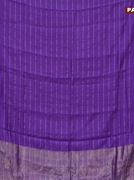 Semi chanderi saree violet shade and maroon with allover zari weaves and zari woven & gotapatti lace work border