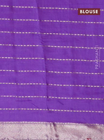 Semi chanderi saree violet shade and maroon with allover zari weaves and zari woven & gotapatti lace work border