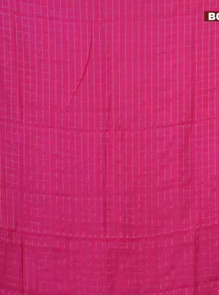 Semi chanderi saree pink with allover zari checks and zari woven & gotapatti lace work border