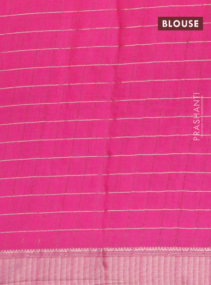 Semi chanderi saree pink with allover zari checks and zari woven & gotapatti lace work border