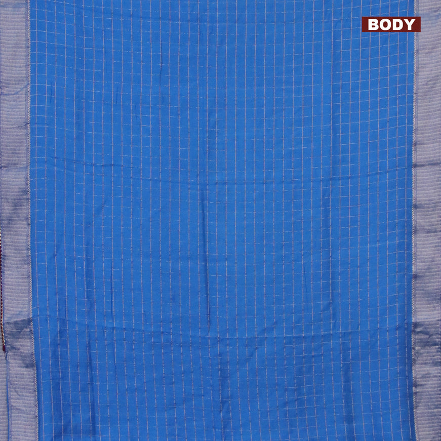 Semi chanderi saree cs blue and purple with allover zari checks and zari woven & gotapatti lace work border