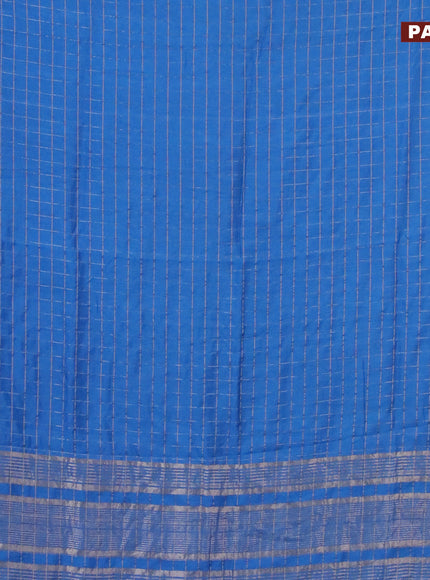 Semi chanderi saree cs blue and purple with allover zari checks and zari woven & gotapatti lace work border