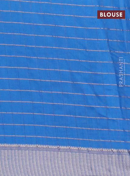 Semi chanderi saree cs blue and purple with allover zari checks and zari woven & gotapatti lace work border