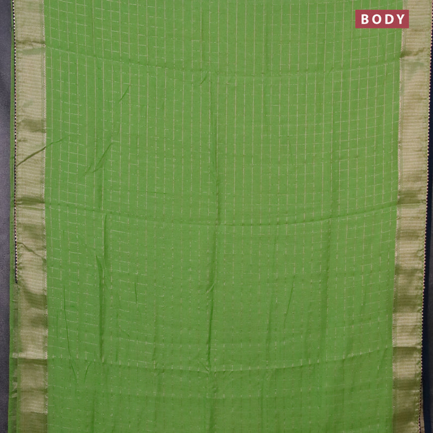 Semi chanderi saree light green and peacock blue with allover zari checks and zari woven & gotapatti lace work border