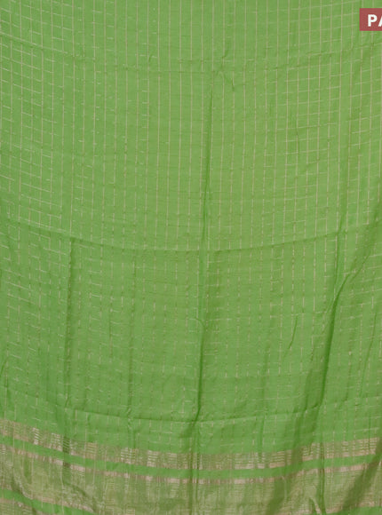 Semi chanderi saree light green and peacock blue with allover zari checks and zari woven & gotapatti lace work border