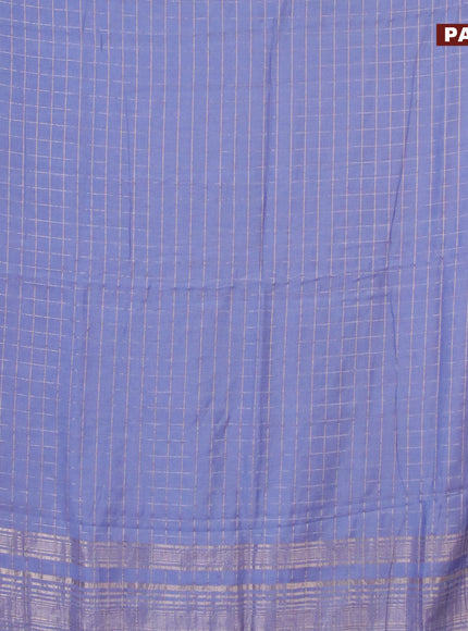 Semi chanderi saree blue shade and pastel pink with allover zari checks and zari woven & gotapatti lace work border