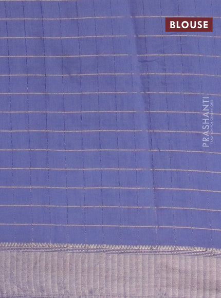 Semi chanderi saree blue shade and pastel pink with allover zari checks and zari woven & gotapatti lace work border