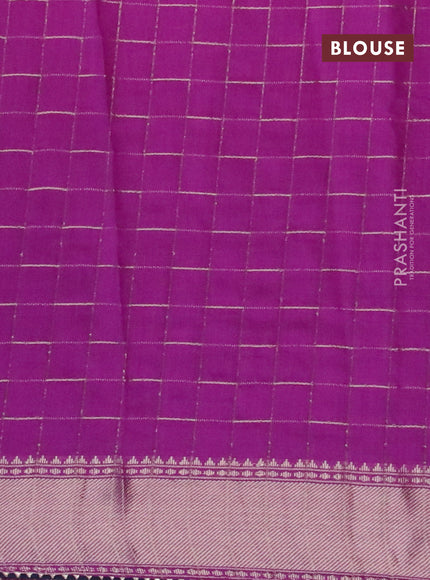 Semi chanderi saree purple and peacock blue with allover zari checks and zari woven & gotapatti lace work border