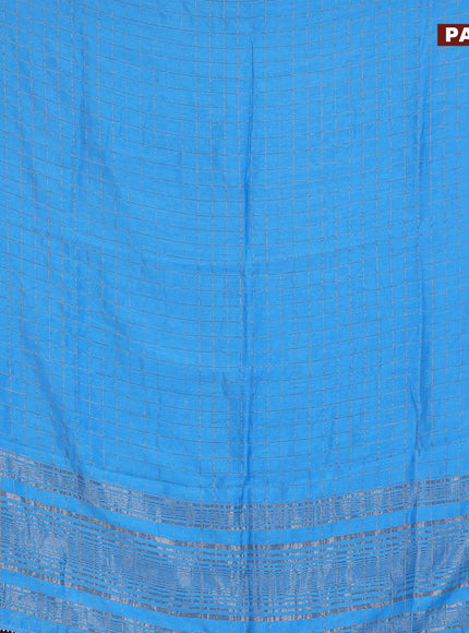 Semi chanderi saree light blue and purple with allover zari checks and zari woven & gotapatti lace work border