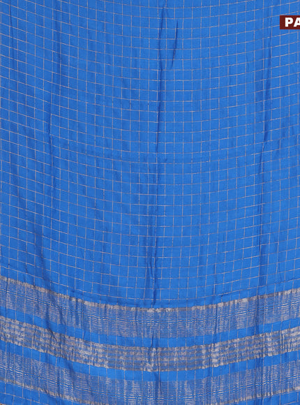 Semi chanderi saree cs blue and purple with allover zari checks and zari woven & gotapatti lace work border