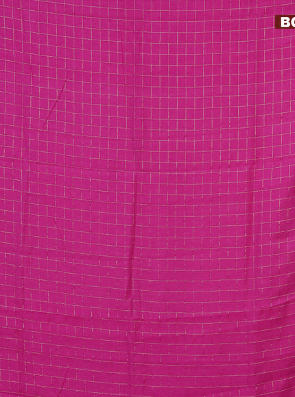 Semi chanderi saree pink and teal green with allover zari checks and zari woven & gotapatti lace work border