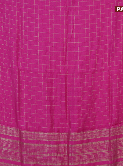 Semi chanderi saree pink and teal green with allover zari checks and zari woven & gotapatti lace work border