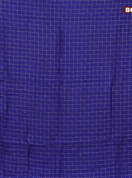 Semi chanderi saree blue and lavender shade with allover zari checks and zari woven & gotapatti lace work border