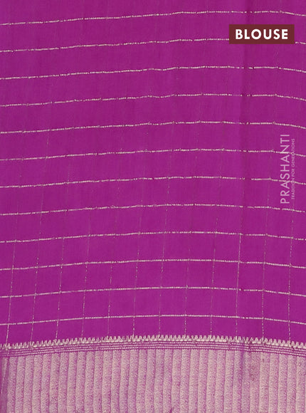 Semi chanderi saree purple and teal blue with allover zari checks and zari woven & gotapatti lace work border