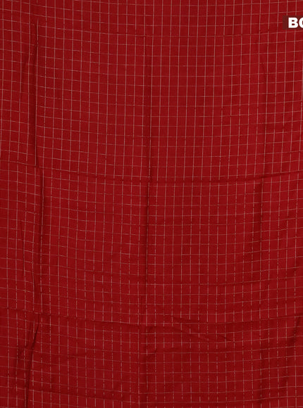 Semi chanderi saree red and green with allover zari checks and zari woven & gotapatti lace work border