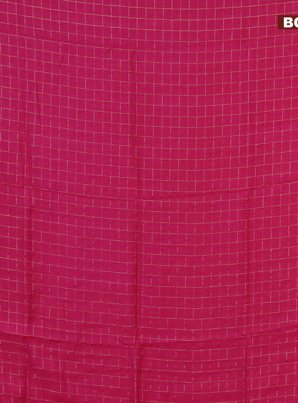 Semi chanderi saree pink and black with allover zari checks and zari woven & gotapatti lace work border