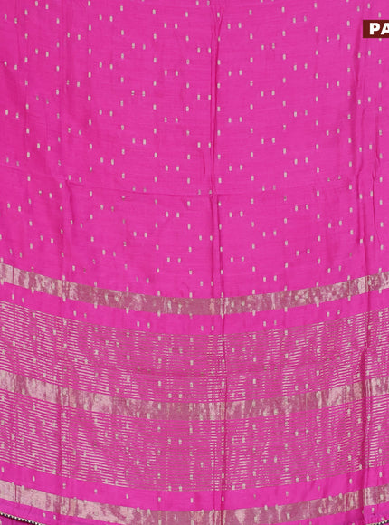 Semi chanderi saree pink and dark grey with allover zari woven buttas and zari woven & gotapatti lace work border