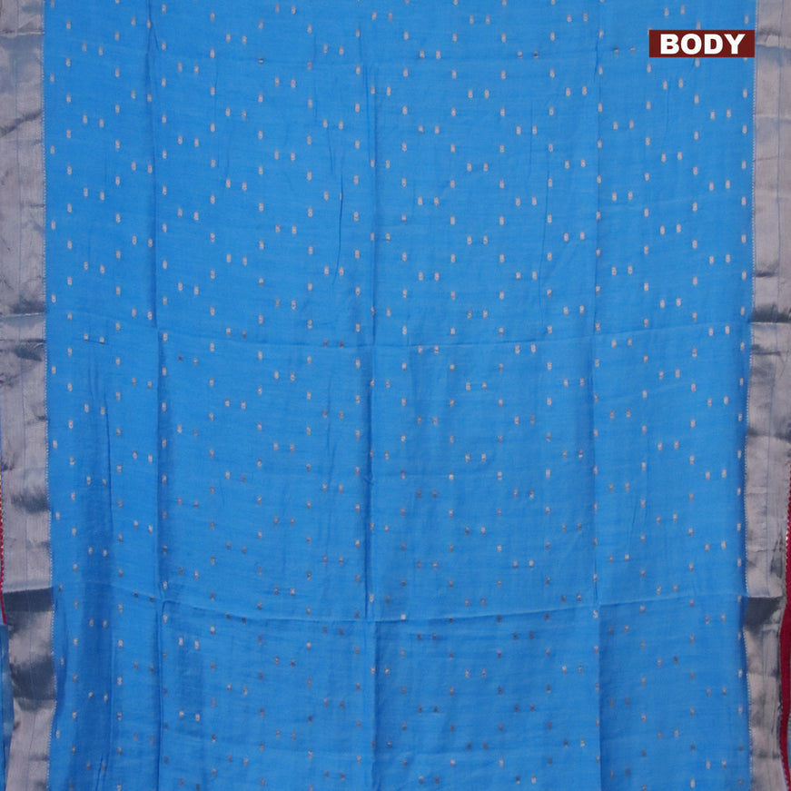 Semi chanderi saree light blue and pink with allover zari woven buttas and zari woven & gotapatti lace work border