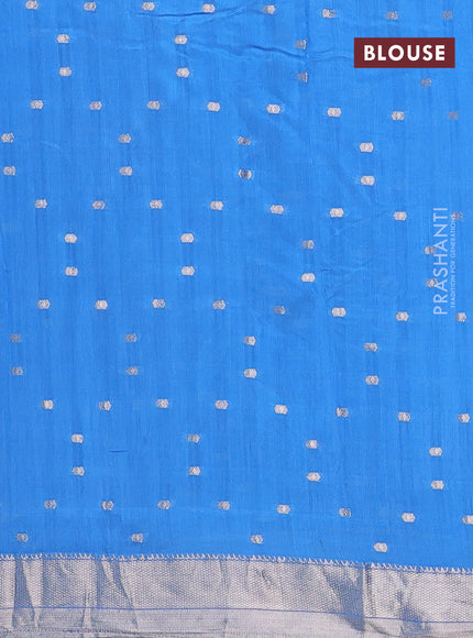 Semi chanderi saree blue and pink with allover zari woven buttas and zari woven & gotapatti lace work border