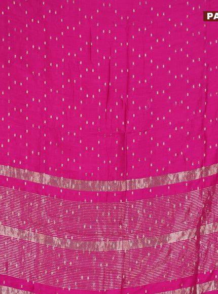 Semi chanderi saree dark pink and grey with allover zari woven buttas and zari woven & gotapatti lace work border