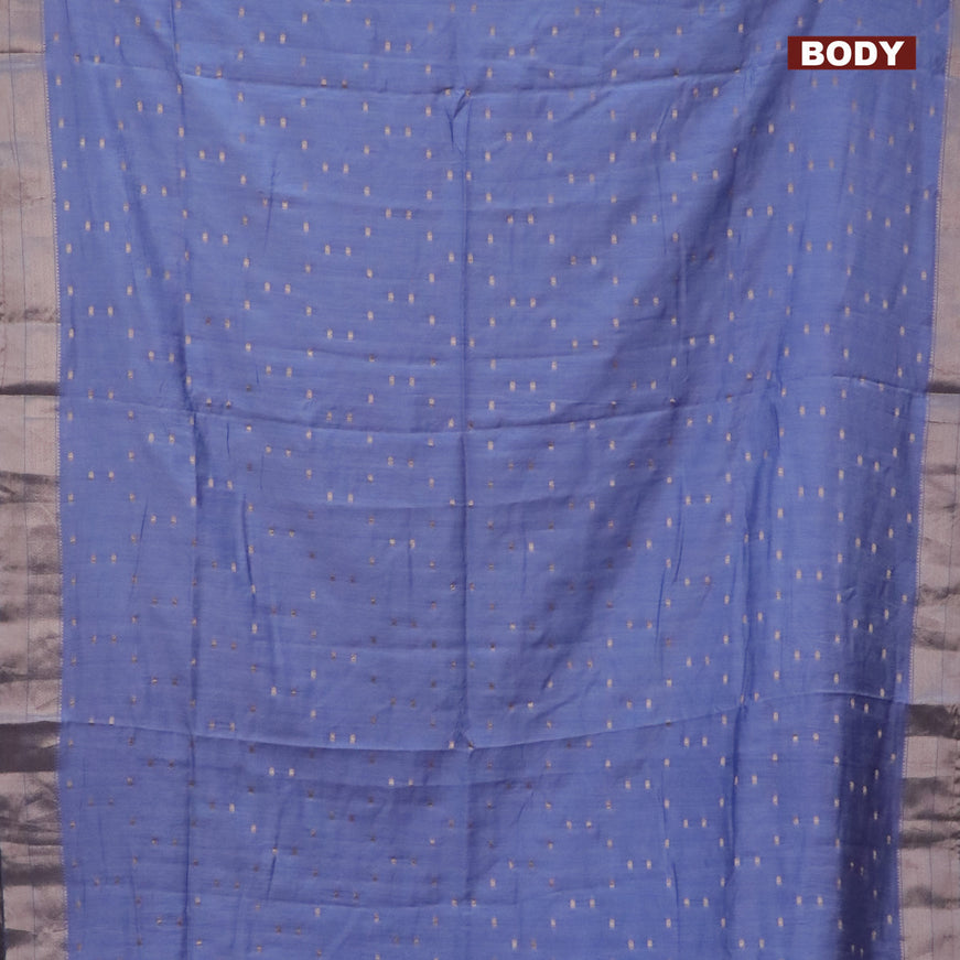 Semi chanderi saree pastel blue and red with allover zari woven buttas and zari woven & gotapatti lace work border