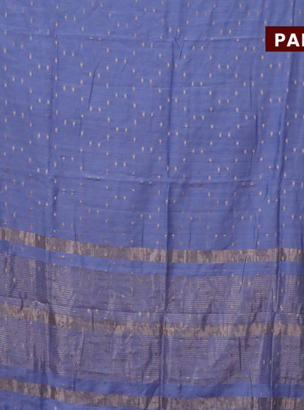 Semi chanderi saree pastel blue and red with allover zari woven buttas and zari woven & gotapatti lace work border