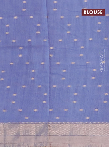 Semi chanderi saree pastel blue and red with allover zari woven buttas and zari woven & gotapatti lace work border