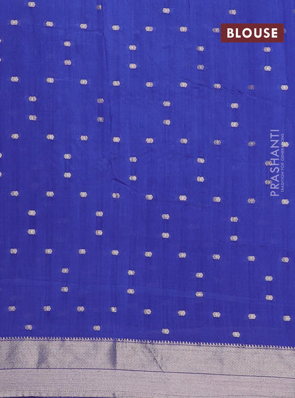 Semi chanderi saree blue and mustard yellow with allover zari woven buttas and zari woven & gotapatti lace work border