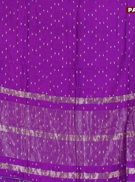 Semi chanderi saree purple and cs blue with allover zari woven buttas and zari woven & gotapatti lace work border