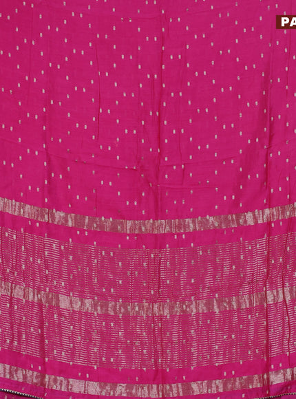 Semi chanderi saree pink and grey with allover zari woven buttas and zari woven & gotapatti lace work border