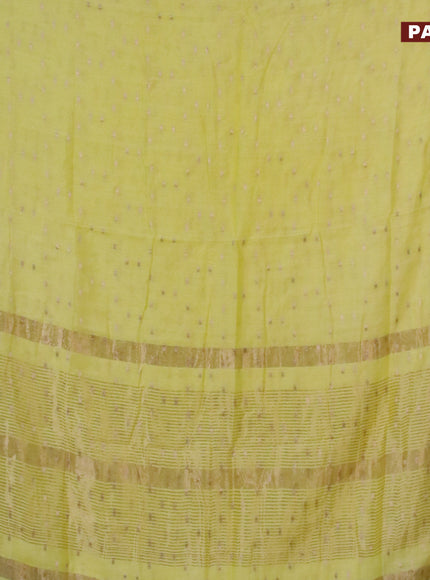 Semi chanderi saree pale yellow and grey with allover zari woven buttas and zari woven & gotapatti lace work border