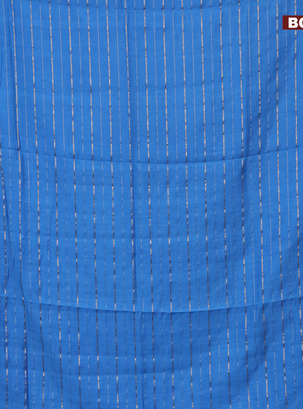 Semi chanderi saree cs blue and pink with allover zari woven stripes pattern and zari woven & gotapatti lace work border