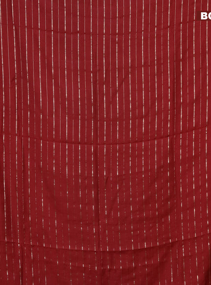 Semi chanderi saree maroon and blue with allover zari woven stripes pattern and zari woven & gotapatti lace work border