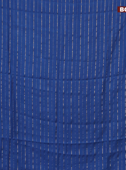 Semi chanderi saree cs blue and pink with allover zari woven stripes pattern and zari woven & gotapatti lace work border