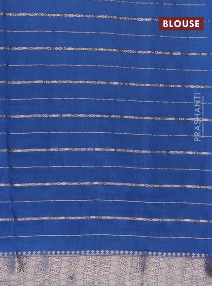 Semi chanderi saree cs blue and pink with allover zari woven stripes pattern and zari woven & gotapatti lace work border