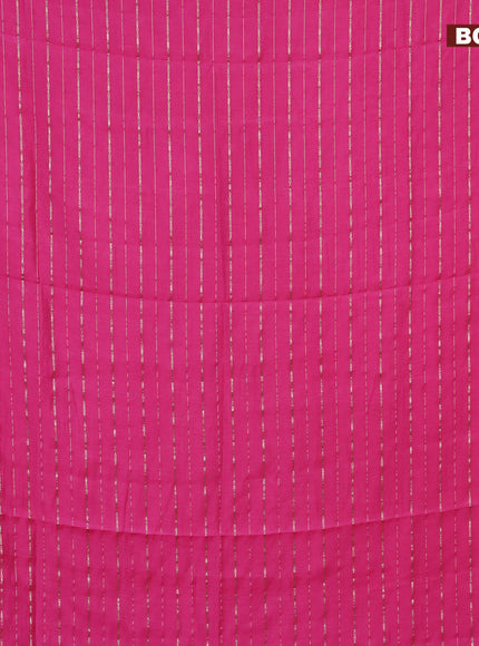 Semi chanderi saree pink and grey with allover zari woven stripes pattern and zari woven & gotapatti lace work border