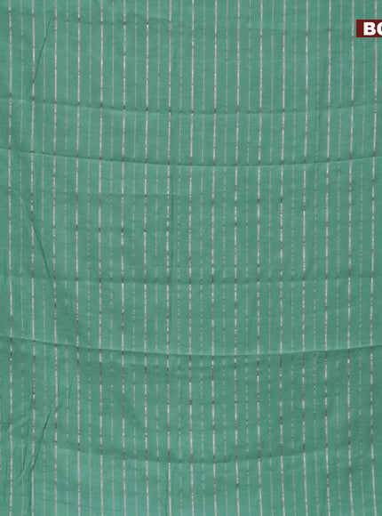 Semi chanderi saree pastel green and pink with allover zari woven stripes pattern and zari woven & gotapatti lace work border